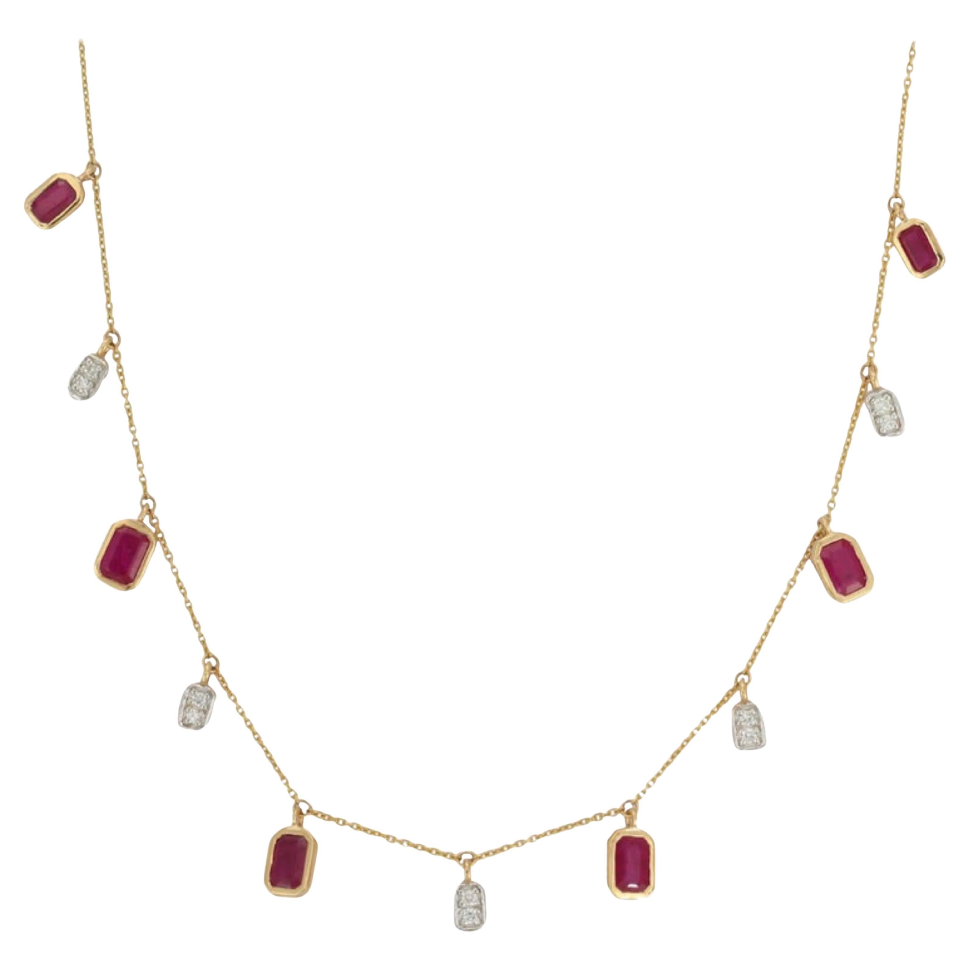 VR Jewels 18k massives Gelbgold Rubin-Diamant-Anhänger-Halskette Jahrestag- Present