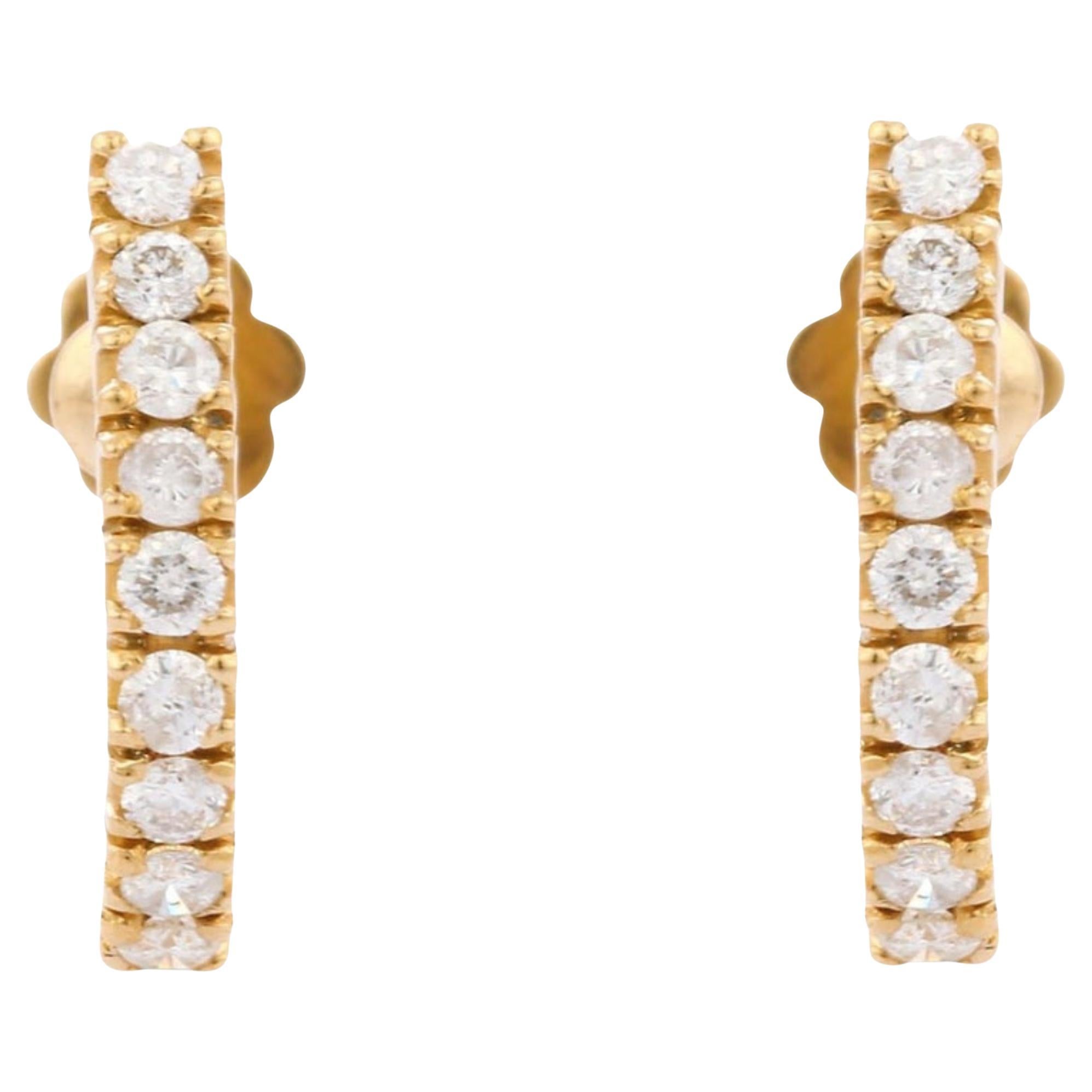 18 Karat Gelbgold authentische Diamant-Bar-Ohrstecker für sie im Angebot
