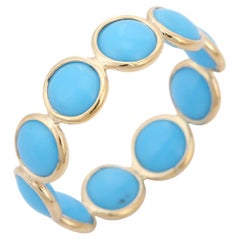Turquoise Eternity Band in 18K Yellow Gold
