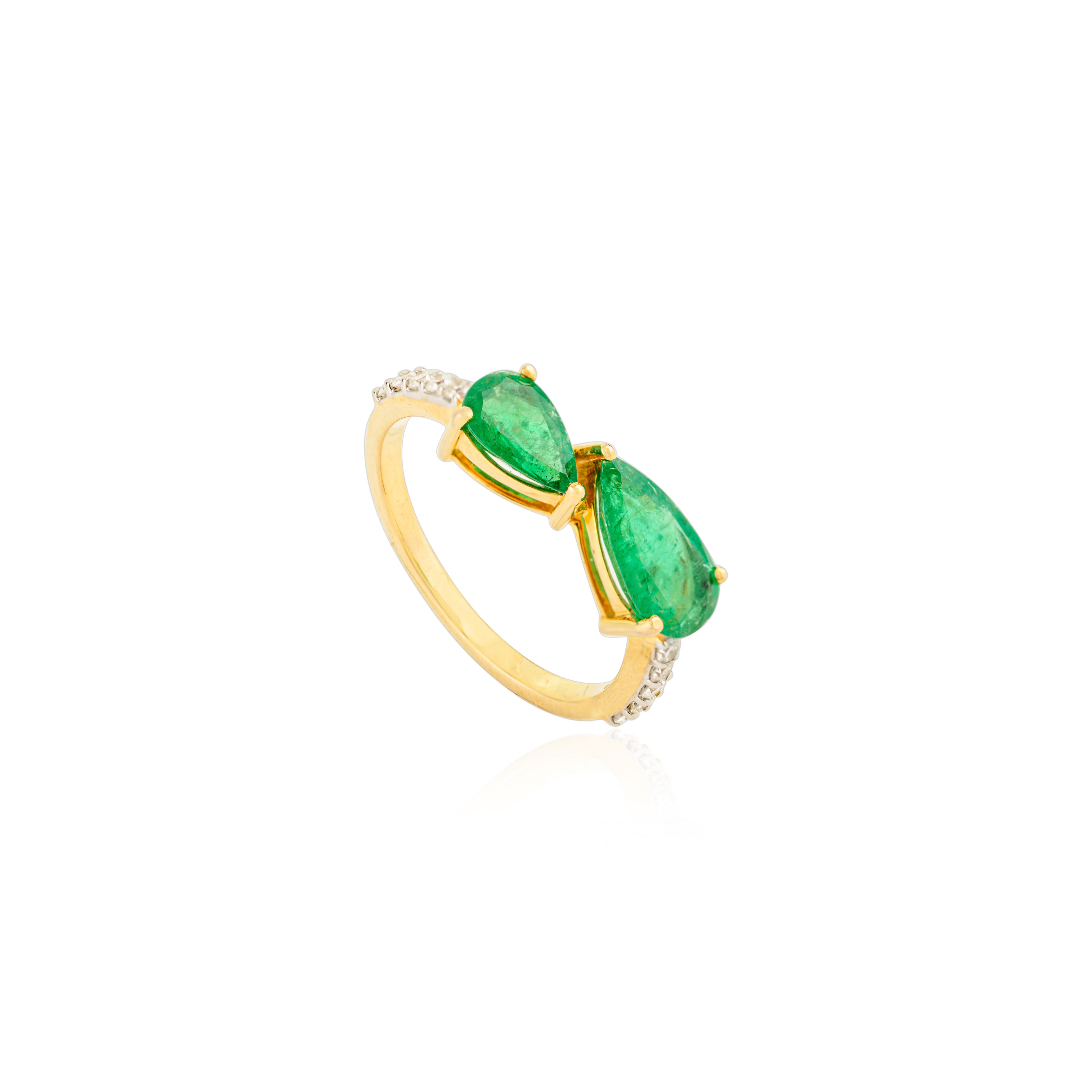 in vendita:  Anello Toi et Moi con smeraldo taglio pera e diamanti in oro giallo 14k Regalo per lei 5