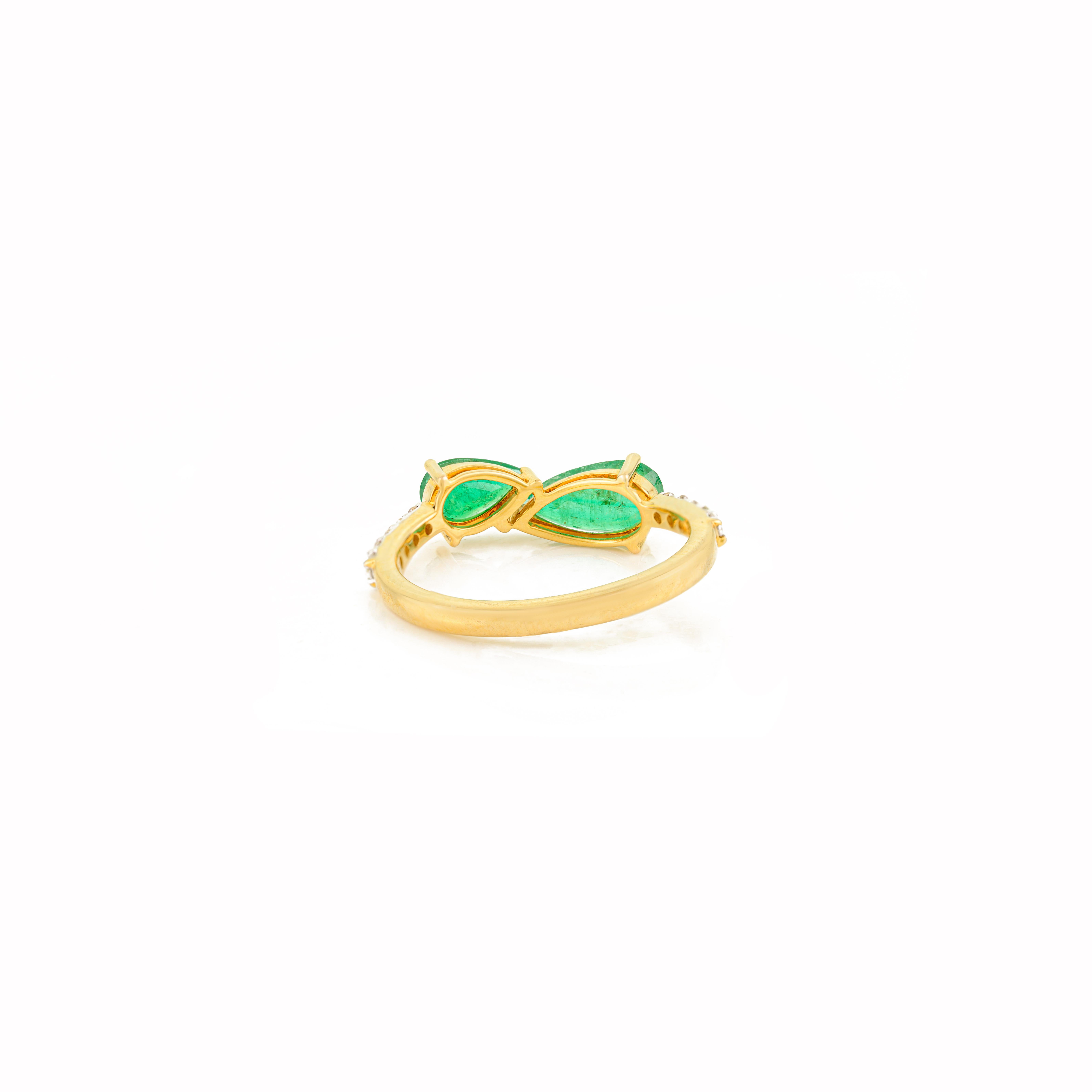 in vendita:  Anello Toi et Moi con smeraldo taglio pera e diamanti in oro giallo 14k Regalo per lei 7