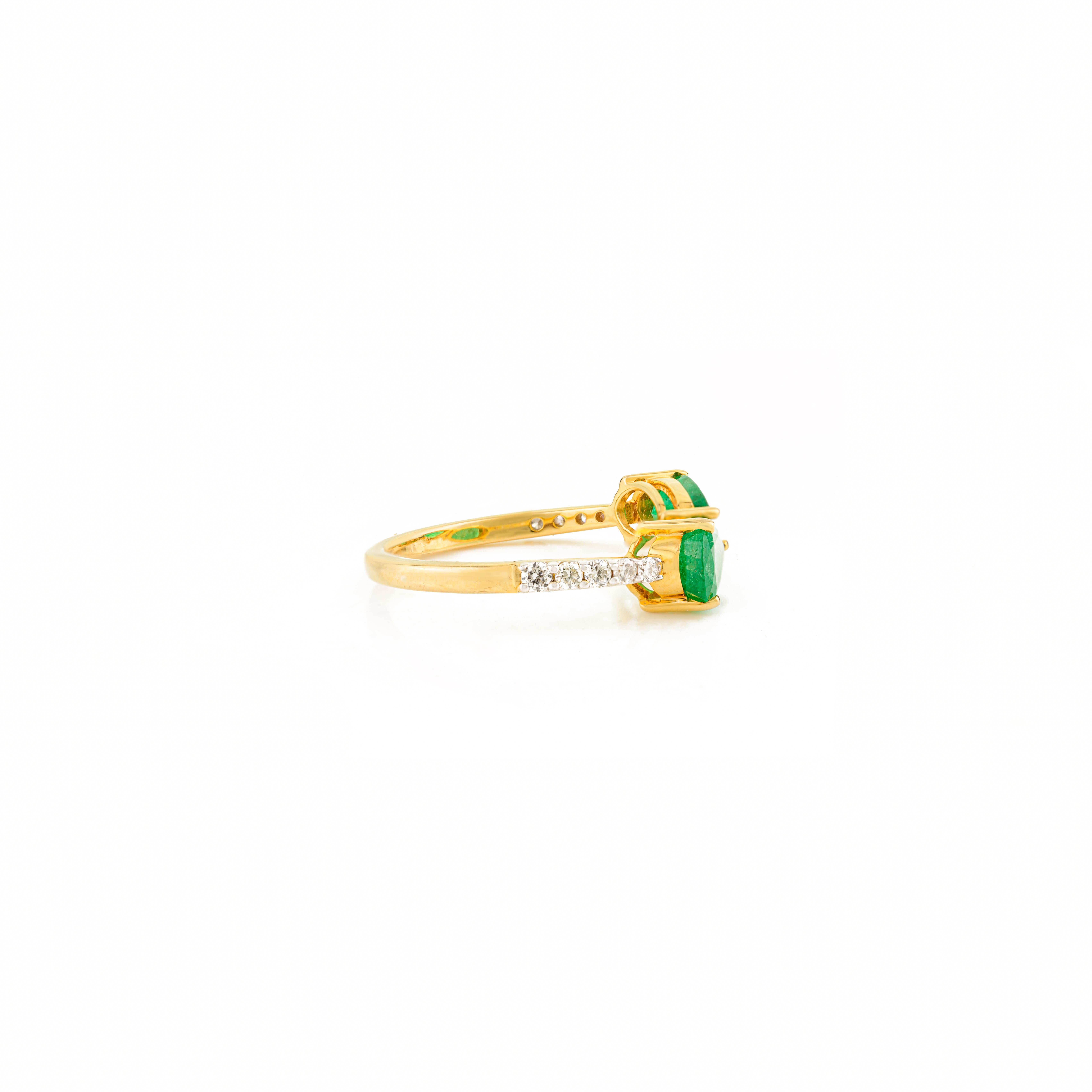 in vendita:  Anello Toi et Moi con smeraldo taglio pera e diamanti in oro giallo 14k Regalo per lei 9