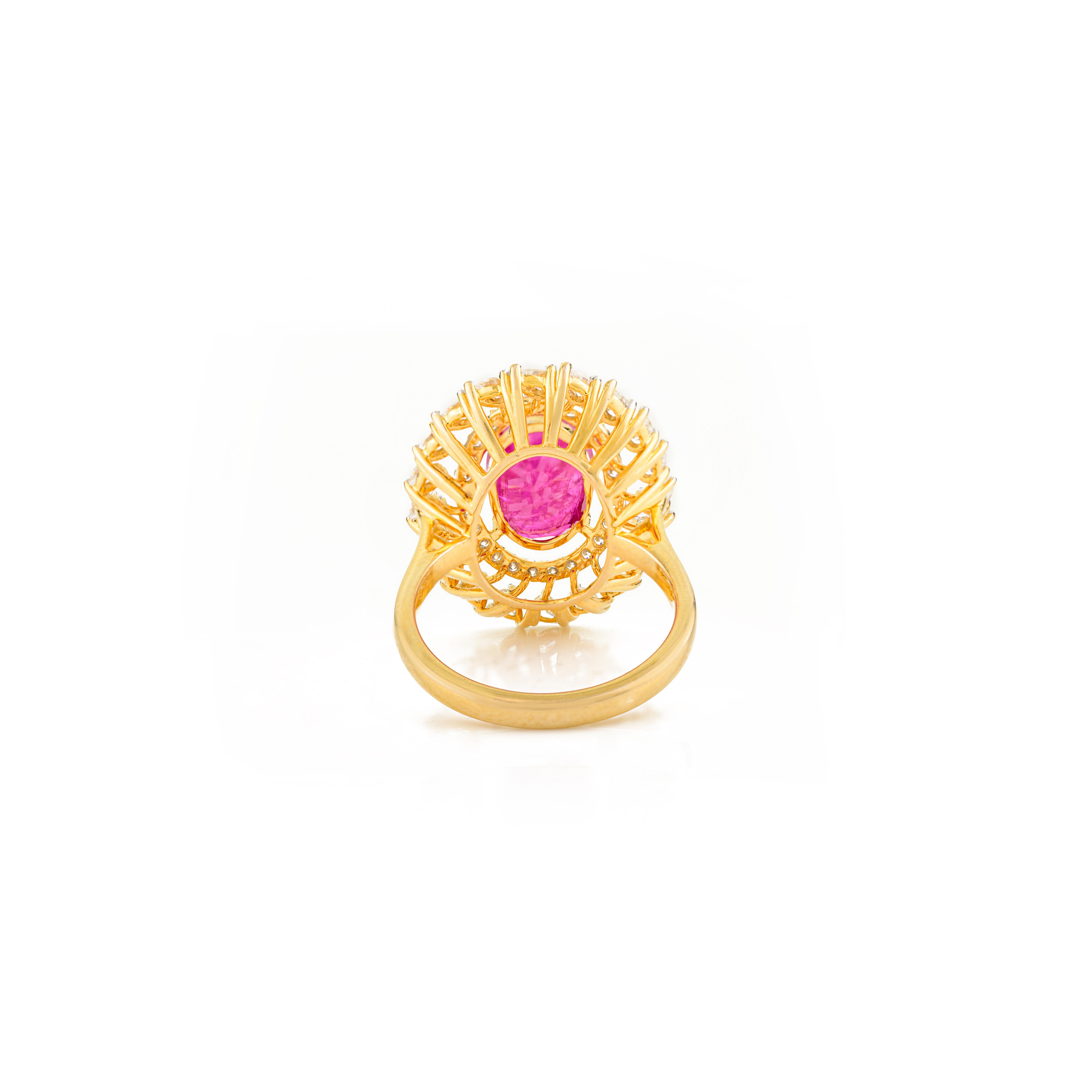 in vendita:  Anello nuziale di lusso in oro giallo 14k con rubino taglio ovale e diamante a raggiera 7
