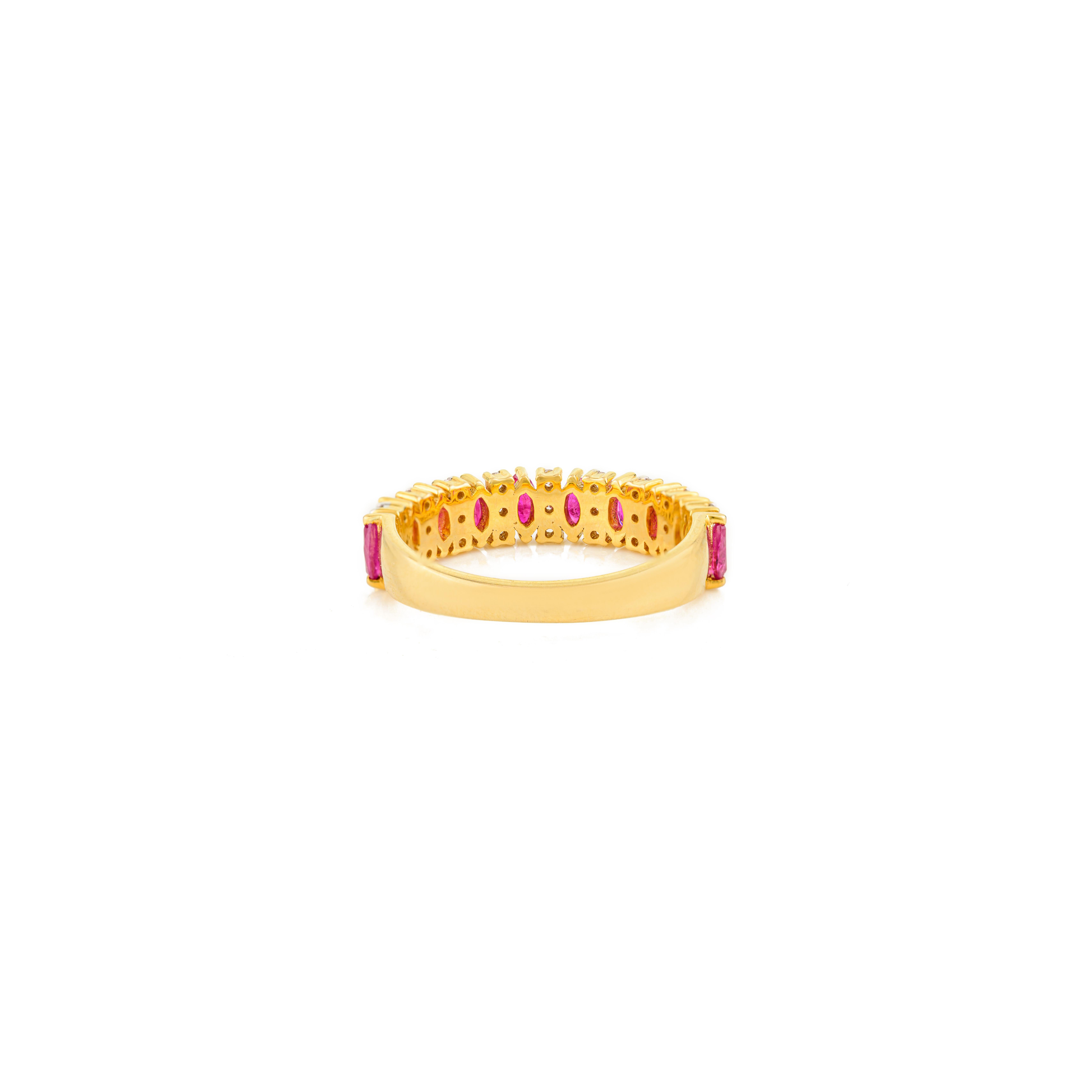 Im Angebot: Marquise Rubin & Diamant halbe Ewigkeit Band Ring in 14k Gelbgold Geschenk für sie () 9