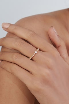 Graduated Round Diamond Prong & Bezel Half Eternity Band Ring in 14K Yellow Gold
