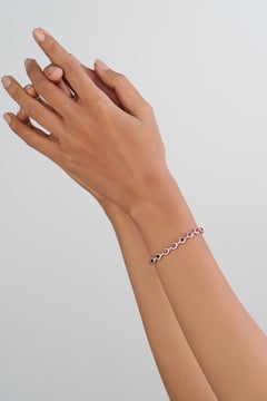 Contemporary 14k Yellow Gold 3.99ct Mozambique Ruby & Diamond Tennis Bracelet