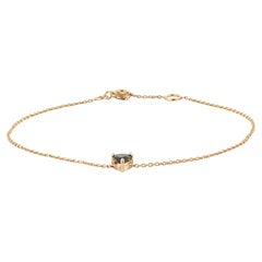 Minimalist 14K 0.31 ct Heart-Cut Blue Sapphire Prong-Set Chain Bracelet