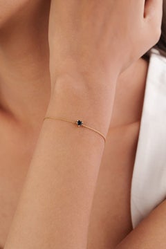 Minimalist 14K 0.31 ct Heart-Cut Blue Sapphire Prong-Set Chain Bracelet