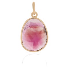 Ciondolo minimalista con tormalina rosa da 3,33 carati in oro giallo massiccio 14K