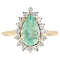 14K Yellow Gold 1.59ct Pear-Cut Paraiba Tourmaline & Diamond Halo Cocktail Ring