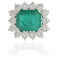 14k Yellow Gold Emerald Cocktail Ring by Designer VR Jewels, New