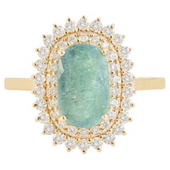 14K Yellow Gold 2.14ct Cushion Cut Paraíba Tourmaline & Diamond Cocktail Ring