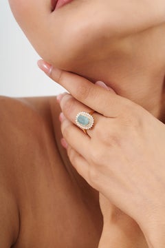 14K Yellow Gold 2.14ct Cushion Cut Paraíba Tourmaline & Diamond Cocktail Ring