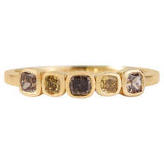 14K Yellow Gold Five-Stone Band Ring with 0.55ct Multi-Color Diamonds