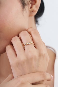 14K Yellow Gold Five-Stone Band Ring with 0.55ct Multi-Color Diamonds