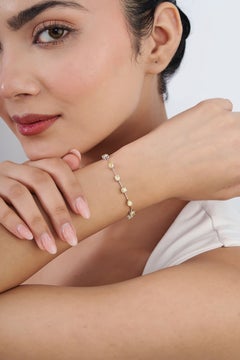 Modernes Tennisarmband mit gelben Diamanten in verschiedenen natürlichen Formen, 4,44 Karat, aus 14-karätigem Weißgold