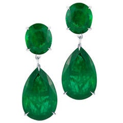 Stunning GIA Cert Emerald Diamond Dangle Earrings