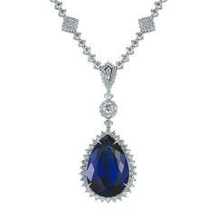 Royal Blue Color GIA Cert Tanzanite Diamond Gold Necklace