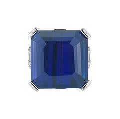 66.44 Carat Royal Blue Unheated Tanzanite Diamond Gold Ring