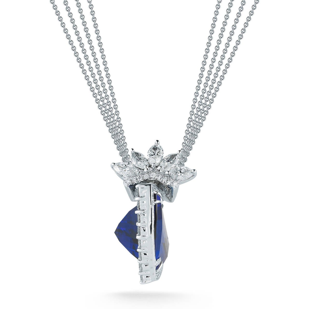 GIA Certified Tanzanite Shield Novelty cut  Diamond Pendant