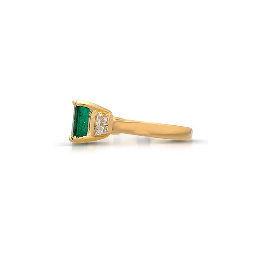 Emerald Cut Emerald Diamond Gold Engagement Ring