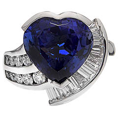 Amazing Tanzanite Diamond Gold Heart Shaped Ring