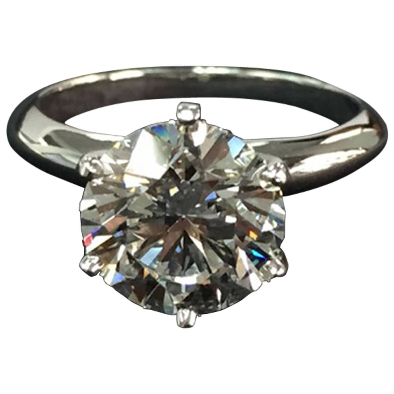 Tiffany & Co. 3.32 Carat Diamond Platinum Engagement Ring For Sale