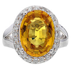 Oval Yellow Sapphire Diamond Gold Engagement Ring