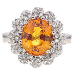 Beautiful Oval Shaped Yellow Sapphire Diamond Gold Engagement Ring