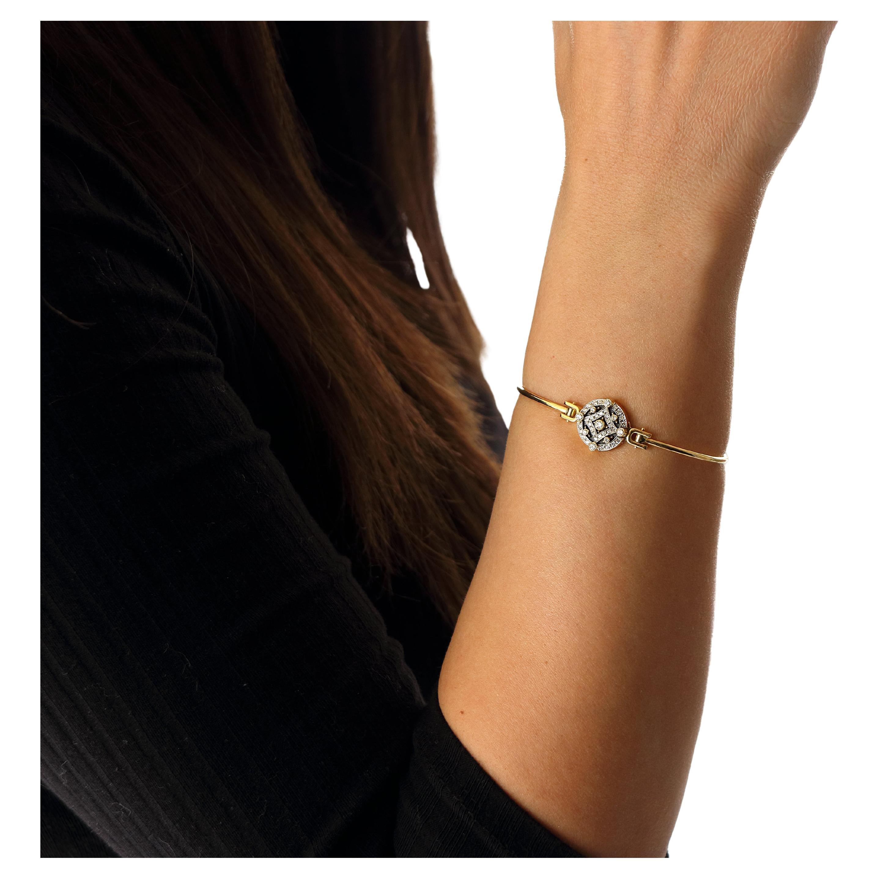 Dimos Bracelet jonc en or 18 carats et diamants Pour femmes en vente