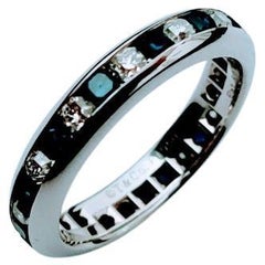 Ikonische Tiffany & Co.-Werke Lucida-Schliff Diamant und Saphir Platin 950 Ewigkeitsring