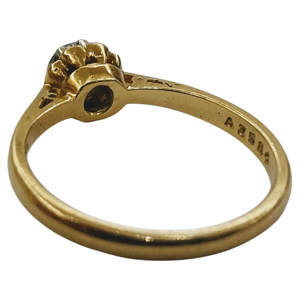 Vintage Solitaire Antique Ring 1900s Diamond Yellow Gold 18 Karat and Platinum In Good Condition For Sale In Valencia, Comunidad Valenciana