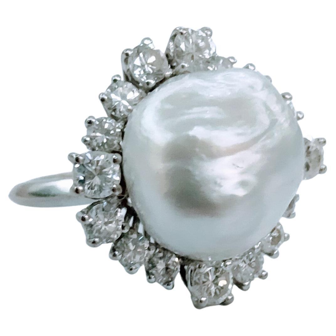 Diamond Baroque Pearl Vintage Ring at 1stDibs baroque pearl ring