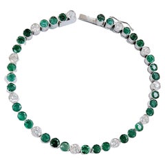 Tennis Bracelet Emerald and Diamond in Platinum 