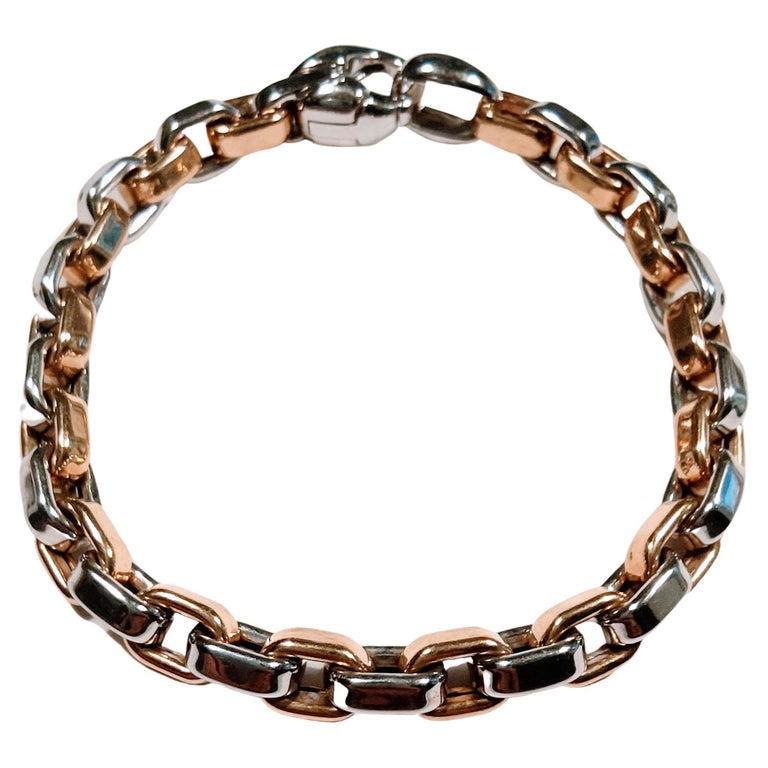 TwoTones Chain Bracelet White and Yellow Gold 18 Karat at 1stDibs