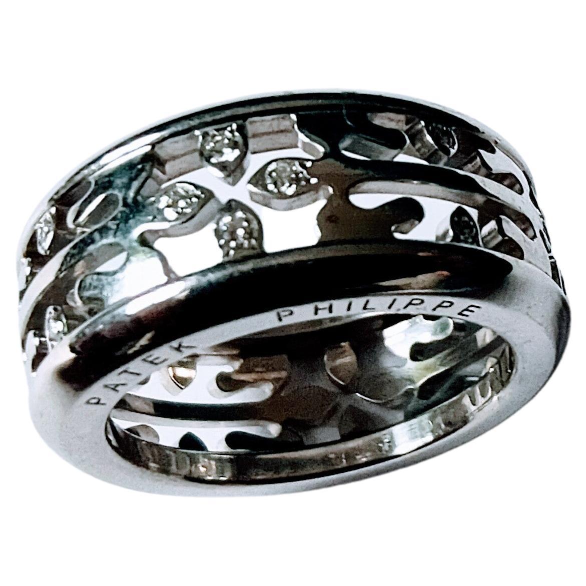 Brilliant Cut Patek Philippe Calatrava Ring White Gold 18 Karat and Diamond