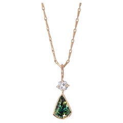 9 Karat Recycled Yellow Gold Parti-Sapphire Diamond Necklace