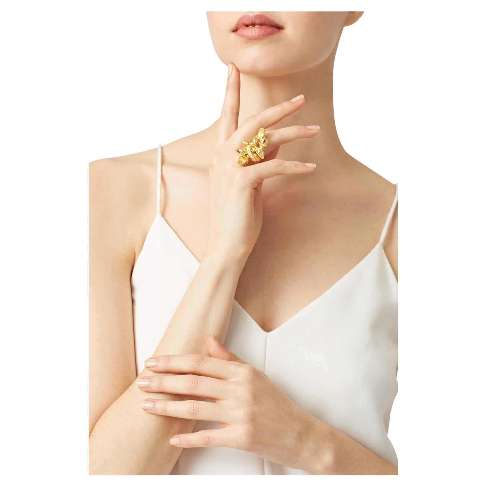 'Seeds of love' Karpoi Cocktail Ring in Gold or Gold Plated One Size For Sale