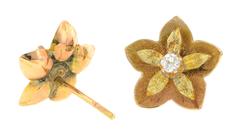 Antique Diamond Gold Flower Earrings
