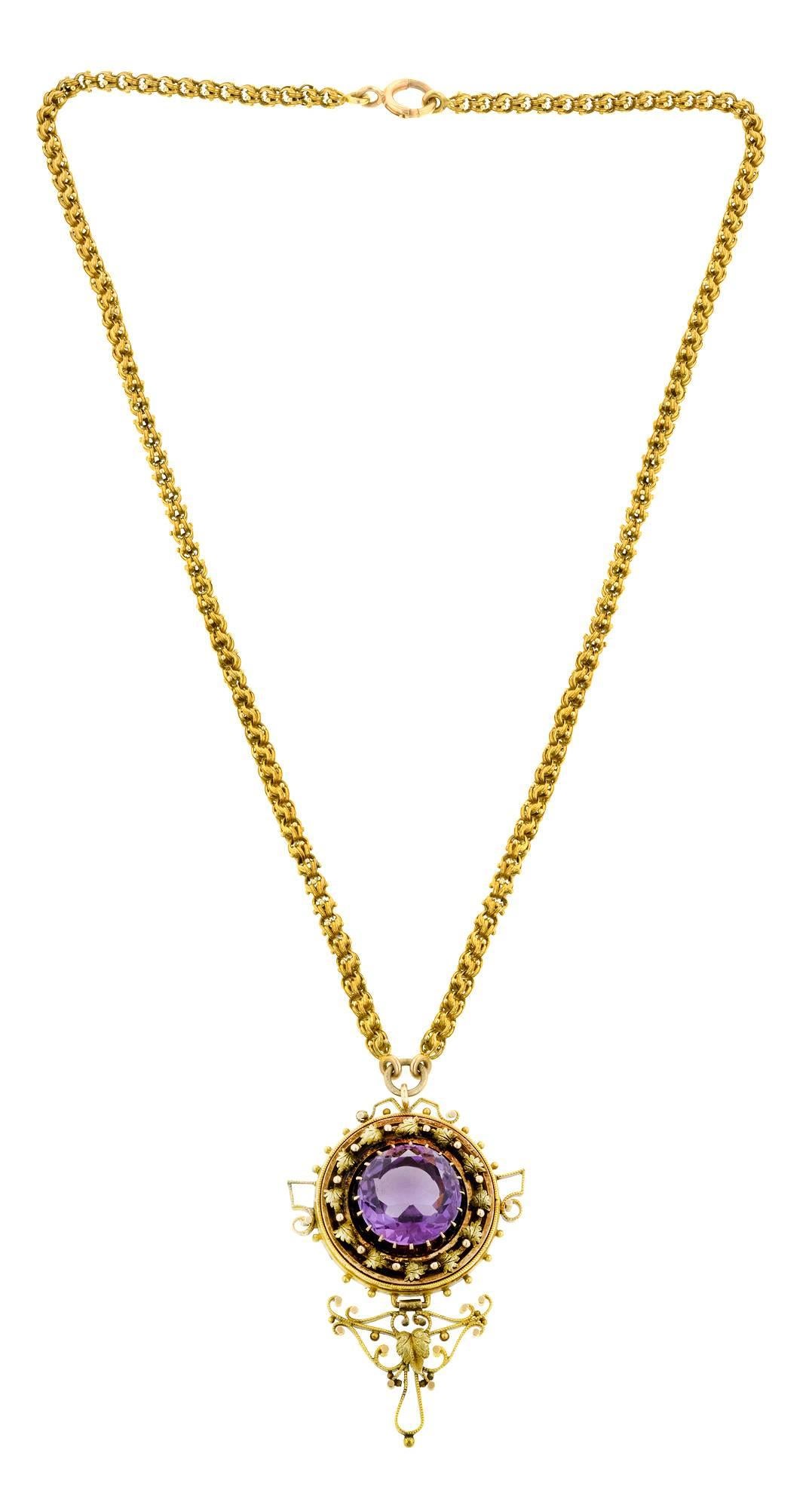 Antique Victorian Amethyst Gold Necklace In Good Condition For Sale In New York, NY