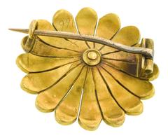 1870s Victorian Pearl Turquoise Gold Flower Motif Pin