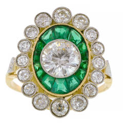 Diamond  Emerald Framed Ring