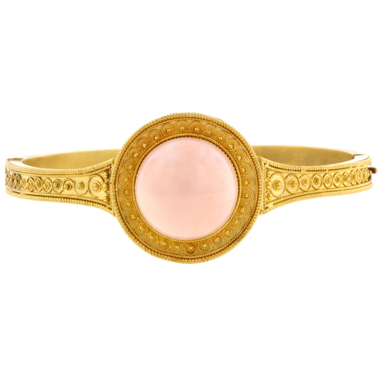 Victorian Etruscan Revival Coral Gold Bracelet For Sale