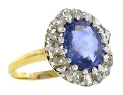 1900s Antique Sapphire Diamond Silver Gold Ring