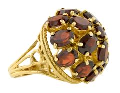 Garnet Gold Cluster Bombe Ring