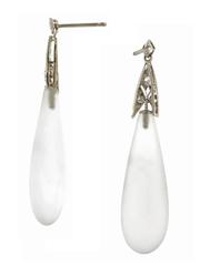 Rock Crystal Diamond Platinum Earrings