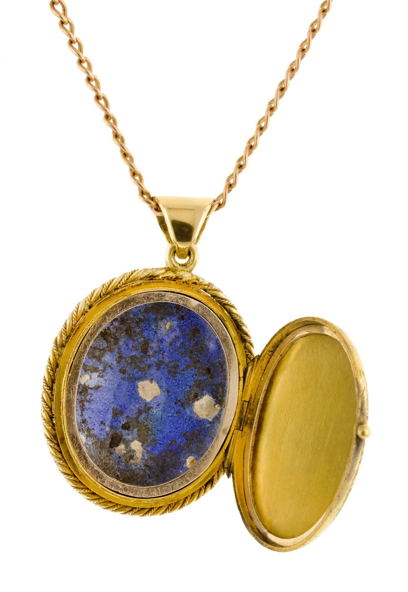 Victorian Pearl and Robin's Egg Blue Enamel Gold Locket In Good Condition In New York, NY