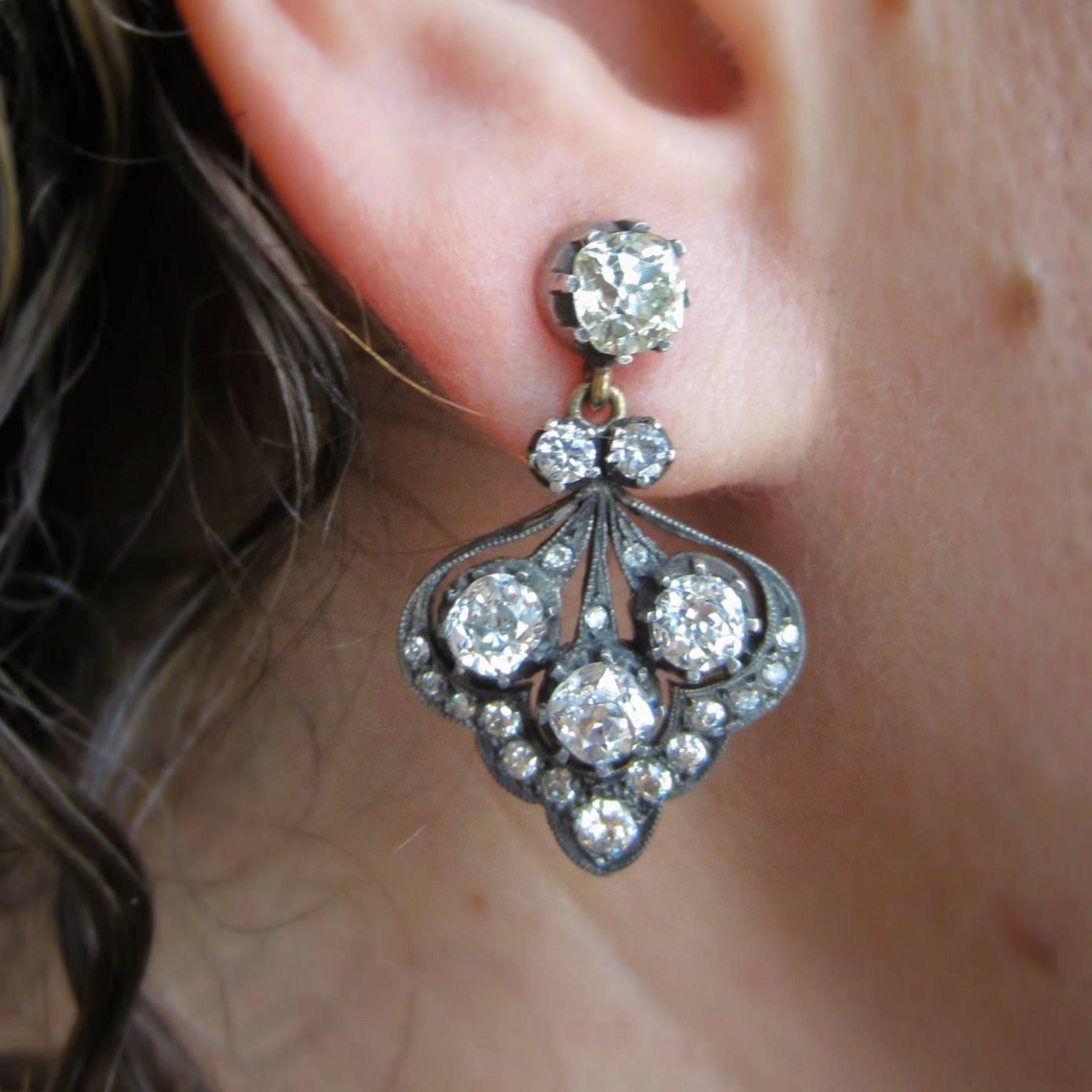 Contemporary Diamond Drop Earrings For Sale