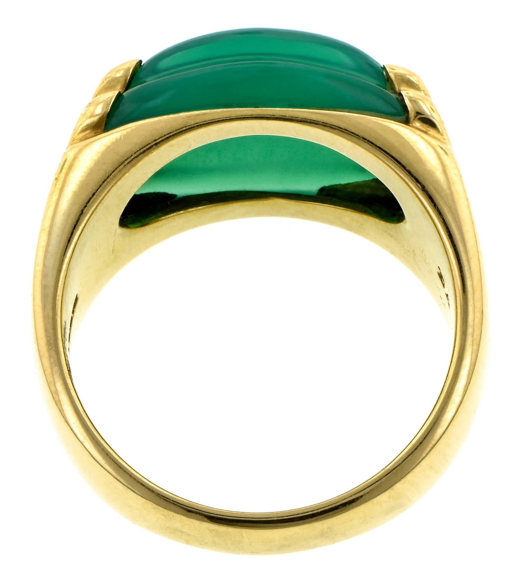  Bulgari Green Onyx Gold Tronchetta Ring  In Good Condition In New York, NY