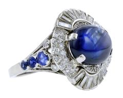 1940s Sapphire Diamond Platinum Ring
